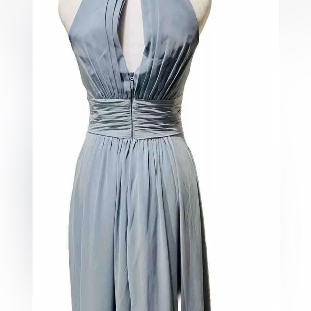 Azazie maxi dress bridesmaids wedding party blue gray formal wear fairy women A0 - Picture 8 of 9